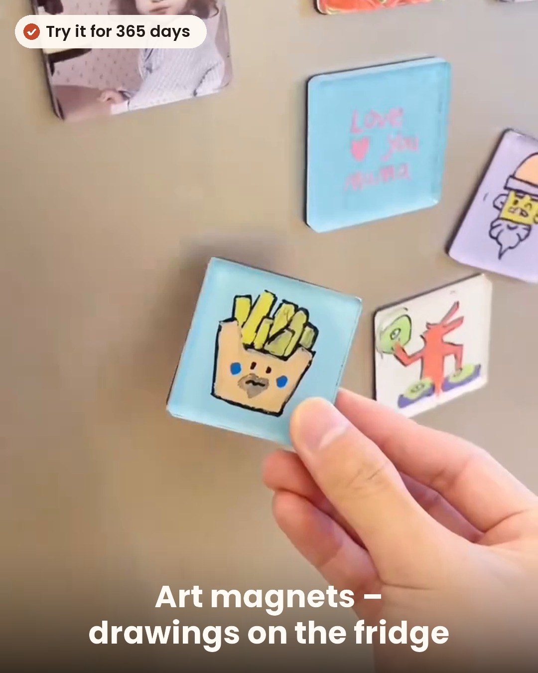 Kids' art fridge magnets – clear acrylic, set of 20
