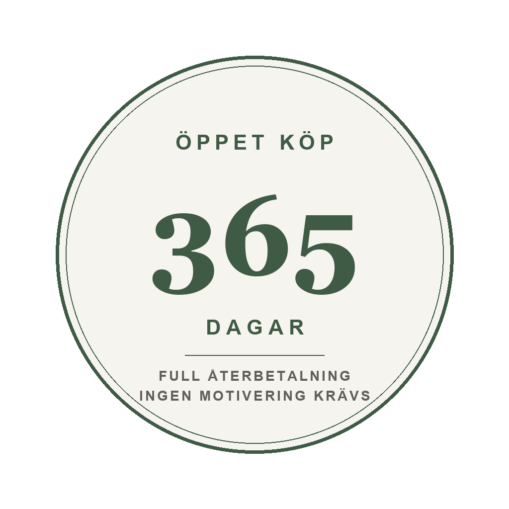 365 dagars öppet köp – full återbetalning, ingen motivering krävs