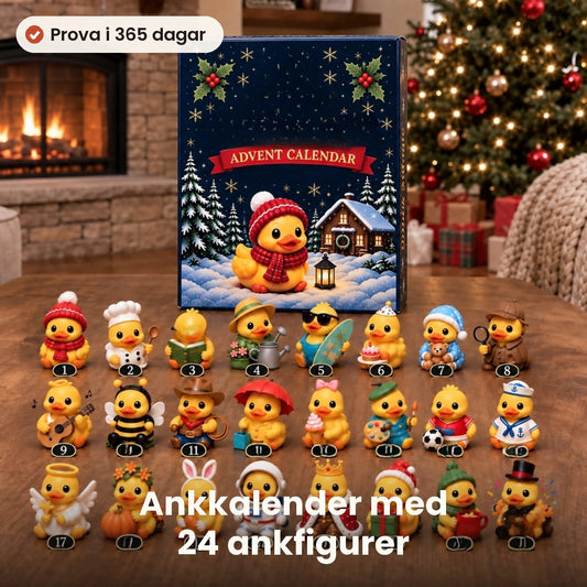 Adventskalender med 24 ankfigurer