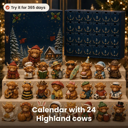Advent calendar with 24 Highland cows