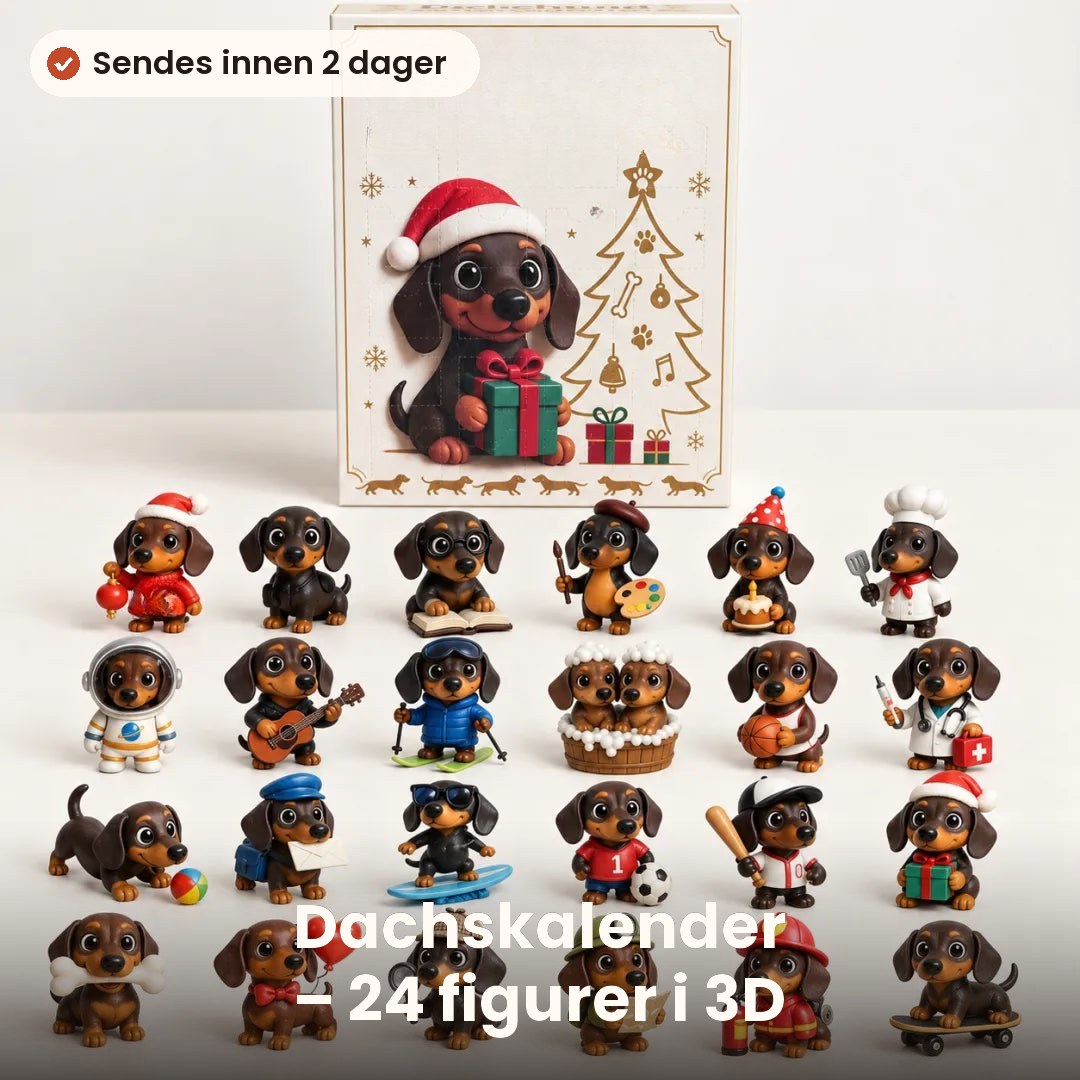 Julekalender med 24 dachsfigurer