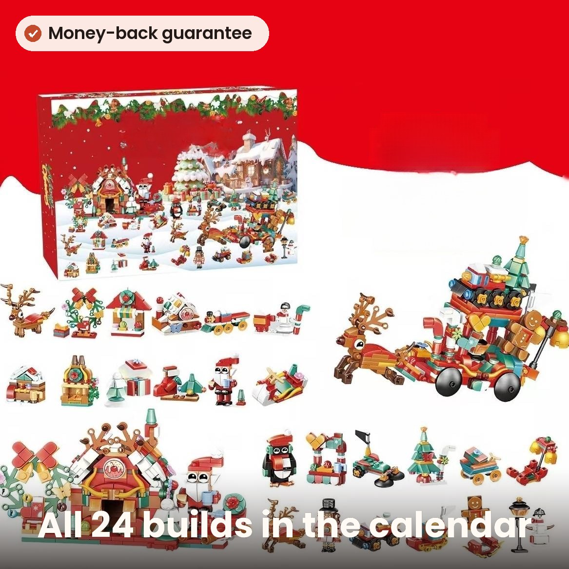 Complete collection of 24 miniature Christmas village brick building kits