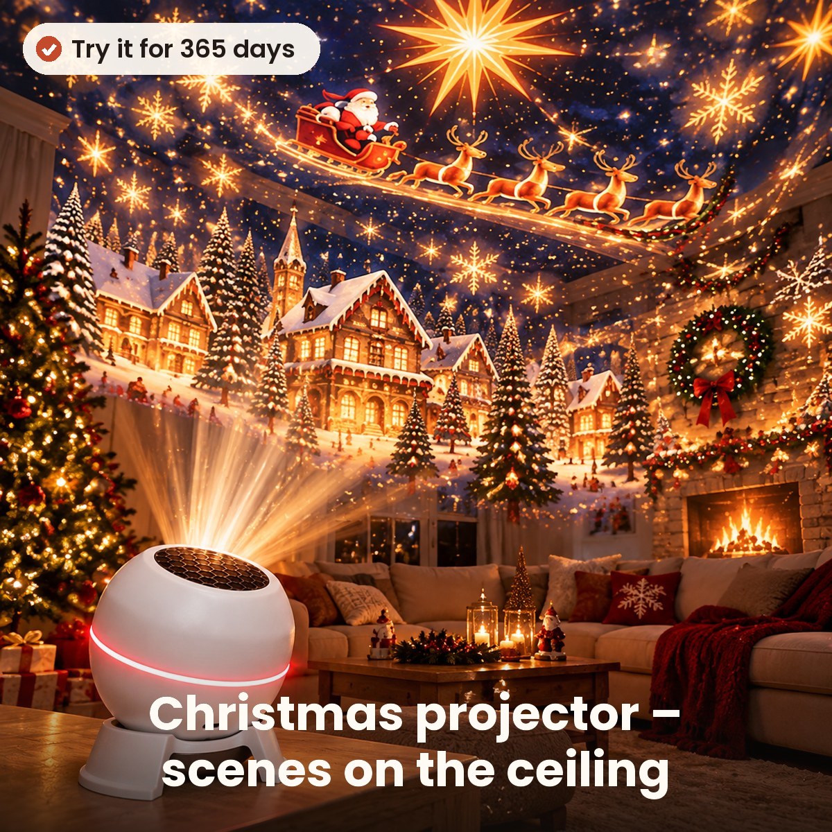 Christmas projector for ceilings and walls