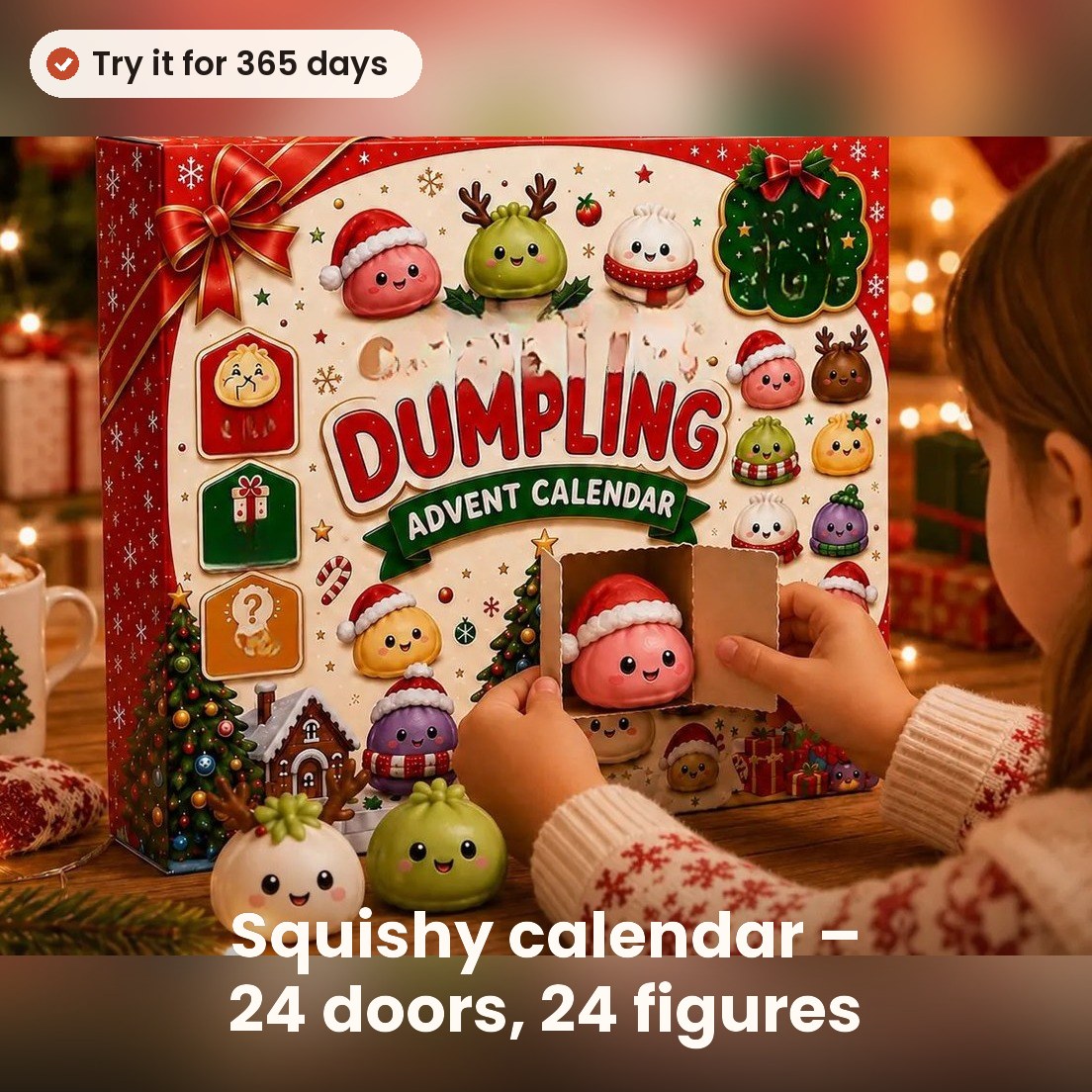 Advent calendar with 24 squishy figures