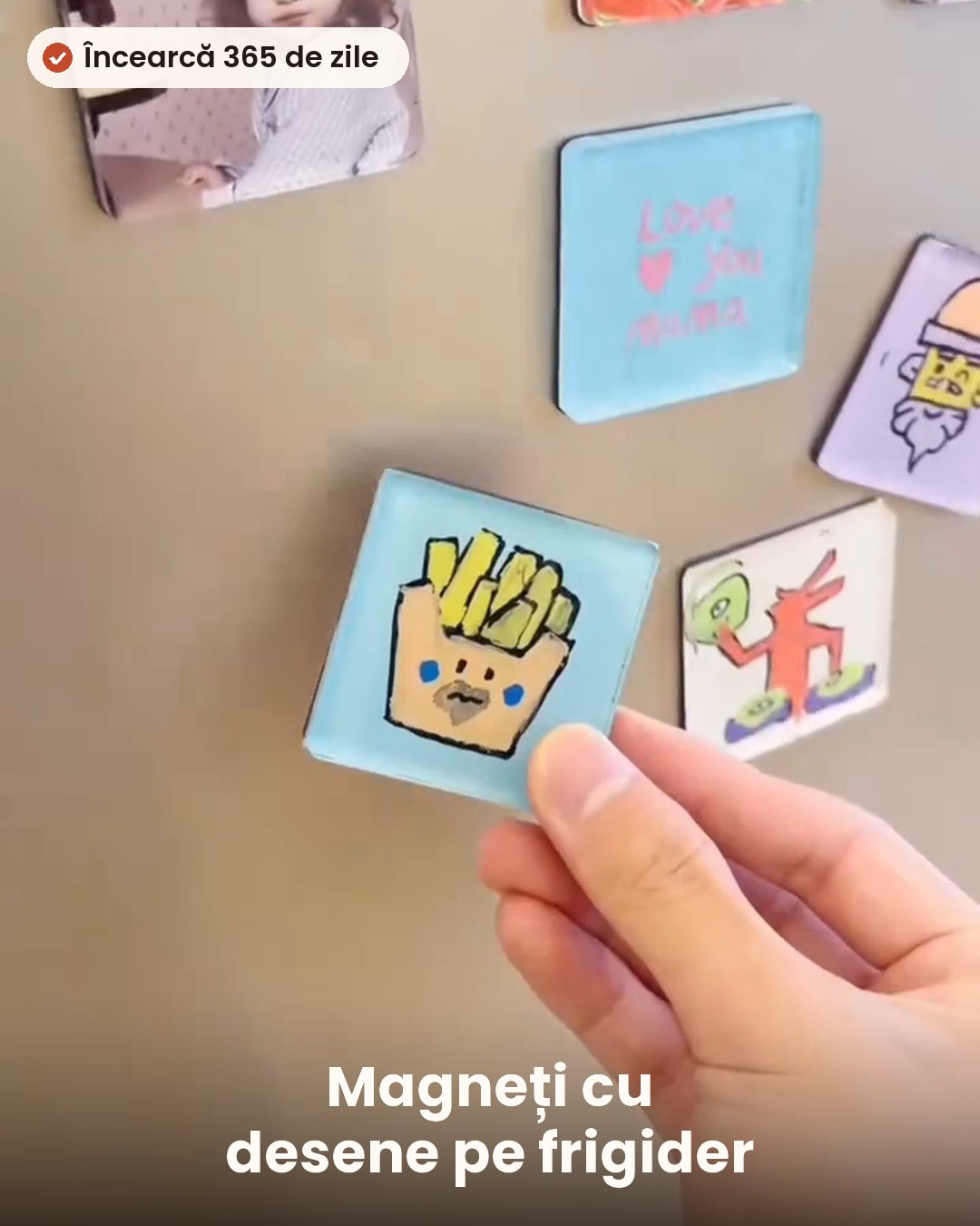 Magneți de frigider cu desenele copiilor – acril transparent, set de 20